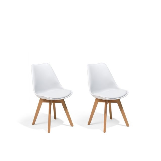 Beliani - Lot de 2 chaises blanches avec pieds en bois DAKOTA II Beliani  - Chaise blanche pieds bois