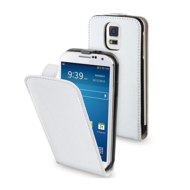 Sacoche, Housse et Sac à dos pour ordinateur portable Muvit Muvit étui slim blanc grainé avec film pour Samsung Galaxy S5 G900