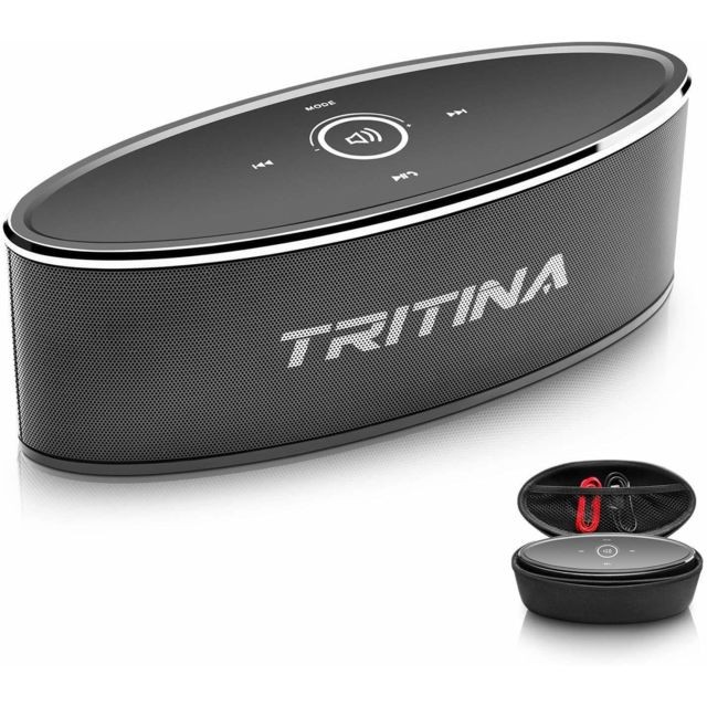 Tritina - Haut-parleur stéréo sans fil Tritina - Son HD à commande tactile avec lumière tendance, Microphone intégré pour haut-parleur Bluetooth, Prise en charge mains libres, Carte TF et Aux, Noir - Enceinte Multimédia