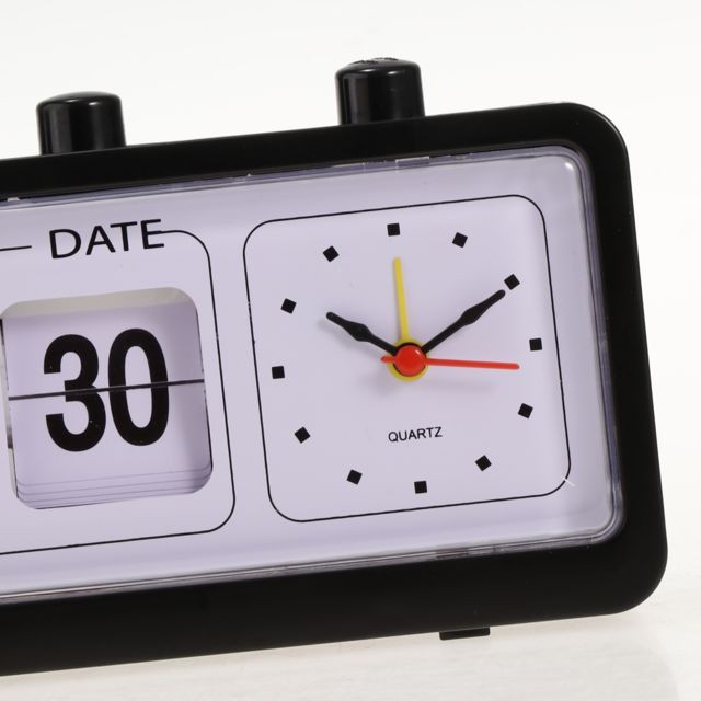 marque generique mode rétro flip clock digtal flip jour date heure affichage horloge noir