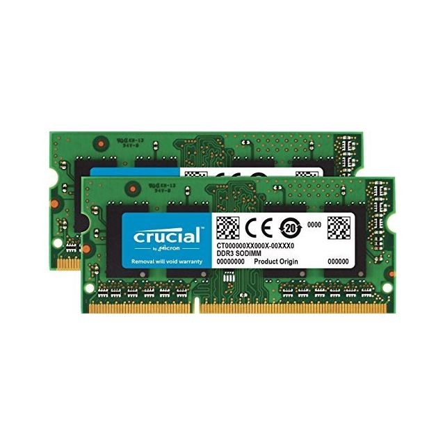 Crucial - Crucial DDR3 8Gb 1066MHz Kit PC3-8500 CL7 SODIMM 204pin for Mac (CT2C4G3S1067MCEU) - RAM PC DDR3