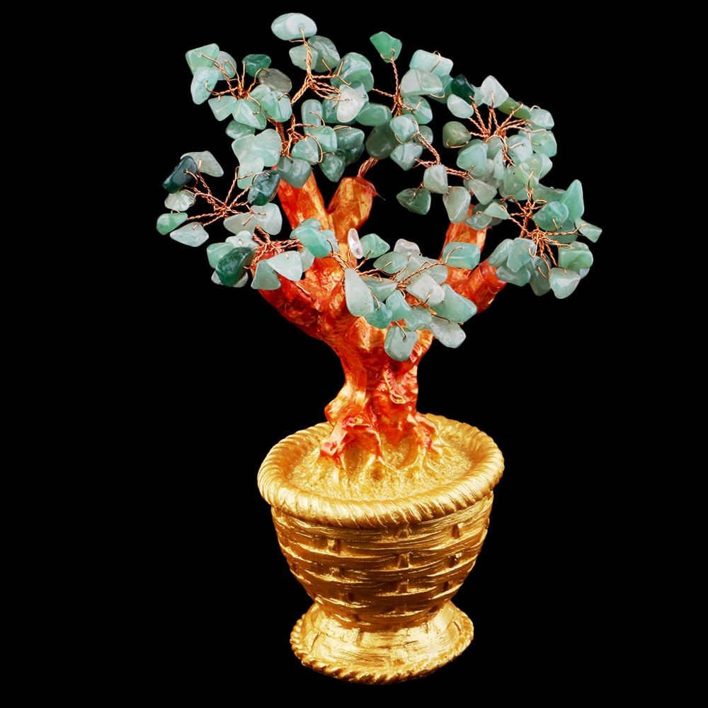 Objets déco marque generique 7 '' mini arbre en argent cristal style bonsaï chance richesse feng shui vert