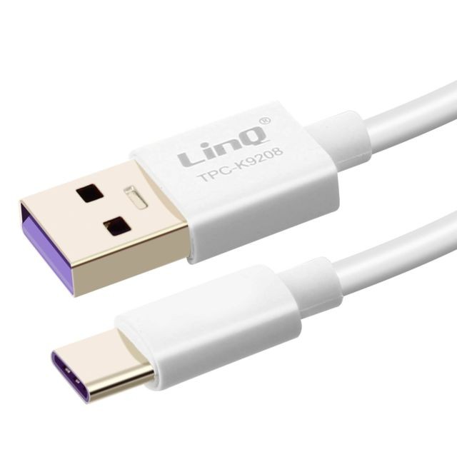 Linq - Câble USB vers USB type C Charge et Synchro SuperCharge 5A 1m LinQ Blanc - Linq