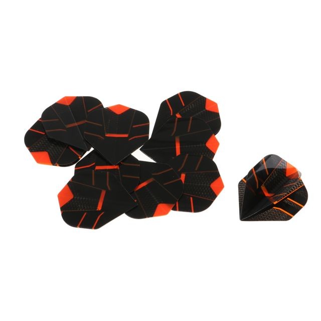 marque generique 10pcs accessoire standard de queue de vols de dard de forme pour les jeux de dard noirs orange