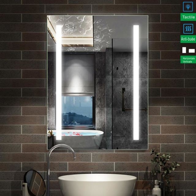 marque generique - Miroir de salle de bain avec lumière LED 45cm(L)x60cm(H) marque generique  - Miroir lumineux salle bains