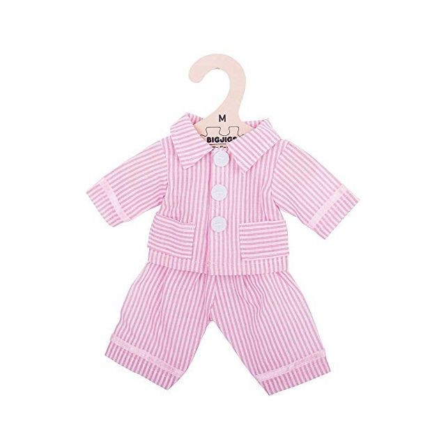 Bigjigs Toys - Bigjigs Toys Pink Striped Rag Doll Pajamas for 13"" Bigjigs Toys Soft Doll - Suitable for 2+ Years - Carte à collectionner