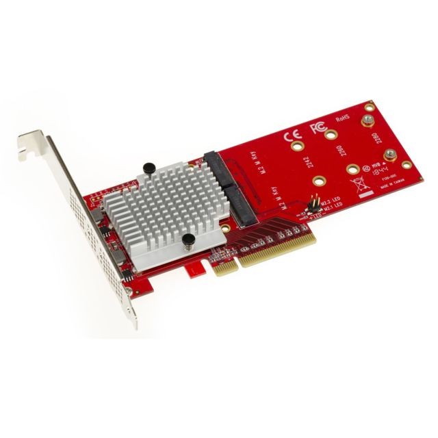 Kalea-Informatique - Carte contrôleur PCIe 8X pour 2 SSD M.2 NVMe M Key (M2 NGFF PCIe 3.0) - Carte Contrôleur