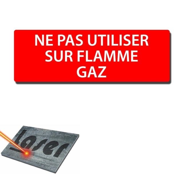 Mygoodprice - Plaque gravée autocollante 30x10 ""Ne pas utiliser sur flamme gaz"" fond rouge Mygoodprice   - Mygoodprice