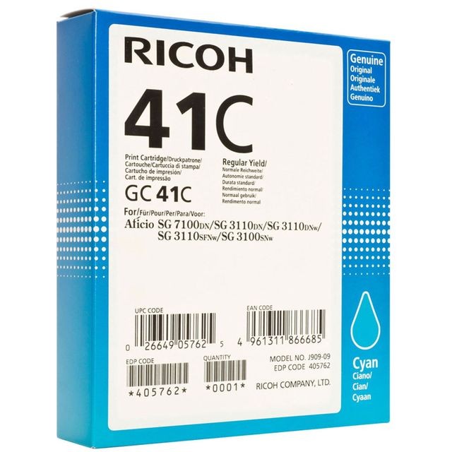 Ricoh - 405762 - Cartouche d'encre  RICOH GC641C Cyan Ricoh  - Marchand Mplusl