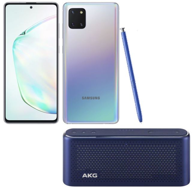 Samsung - Galaxy Note 10 Lite - 128 Go - Argent Stellaire + Enceinte Bluetooth S30 - Bleu - Smartphone Android Samsung exynos 9810