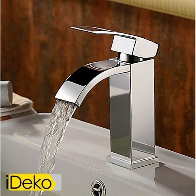 Ideko - iDeko® Robinet Mitigeur lavabo contemporaine robinet cascade salle de bains - fini chrome Ideko  - Lavabo