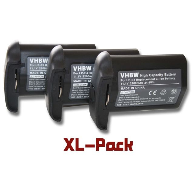 Vhbw - 3 x batterie Li-Ion 2200mAh (11.1V) pour appareil photo Canon série EOS, par ex. 1D Mark III, 1Ds Mark III, 1D Mark IV, 1D X etc. Remplace : LP-E4. Vhbw  - Accessoire Photo et Vidéo