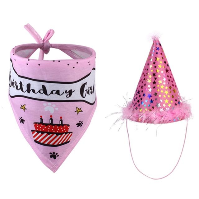 marque generique - Écharpe bandana de fête d'anniversaire de chien mignon triangle avec chien offre chapeau rose marque generique  - Chapeau fete