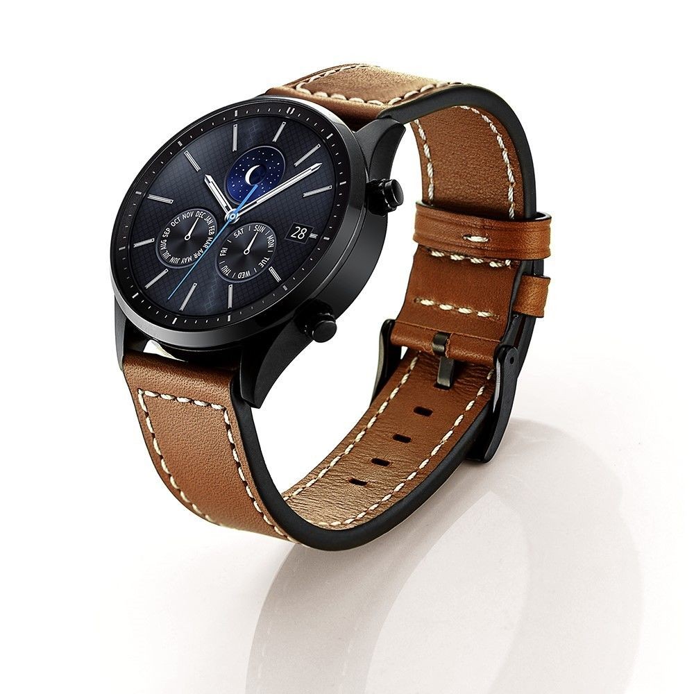 Accessoires bracelet connecté marque generique Bracelet en cuir véritable haute qualité marron foncé pour votre Samsung Gear S3 Classic/S3 Frontier