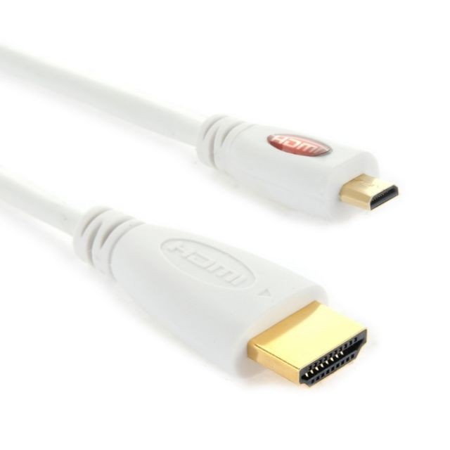 Wewoo - Câble blanc Micro HDMI mâle à HDMI plaqué or, Version 1.4, Longueur: 1m Wewoo  - Bonnes affaires Câble HDMI