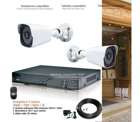Caméra de surveillance connectée Dahua Système de vidéo surveillance HD avec 2 caméras extérieures IR 30m Capacité du disque dur - Disque dur de 500 Go
