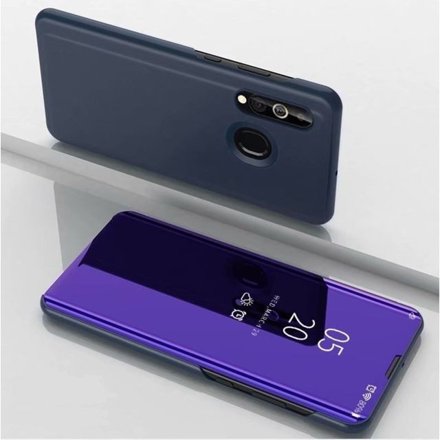 Wewoo - Coque Rigide Pour Galaxy A10s miroir plaqué couvercle gauche et droite Flip avec étui téléphone mobile bleu violet Wewoo  - Accessoire Smartphone