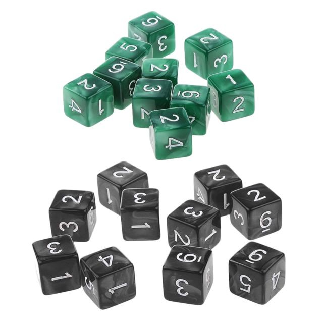 marque generique - 20 pièces six faces dés d6 pour jouer à d  &  d rpg party game vert et noir marque generique  - Jeux de rôles