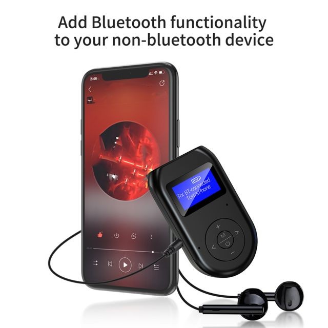 marque generique Bluetooth 5.0 Version Audio émetteur récepteur LCD affichage 2in1 visualisation AUX Dongle sans fil pour PC TV filaire haut-parleur casque