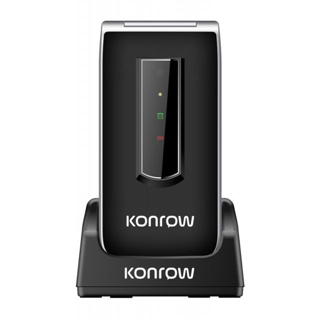 Konrow - Konrow Senior C - Écran 2.4'' - Double Sim - Noir (Dock de charge Fourni) - Smartphone Android 3g