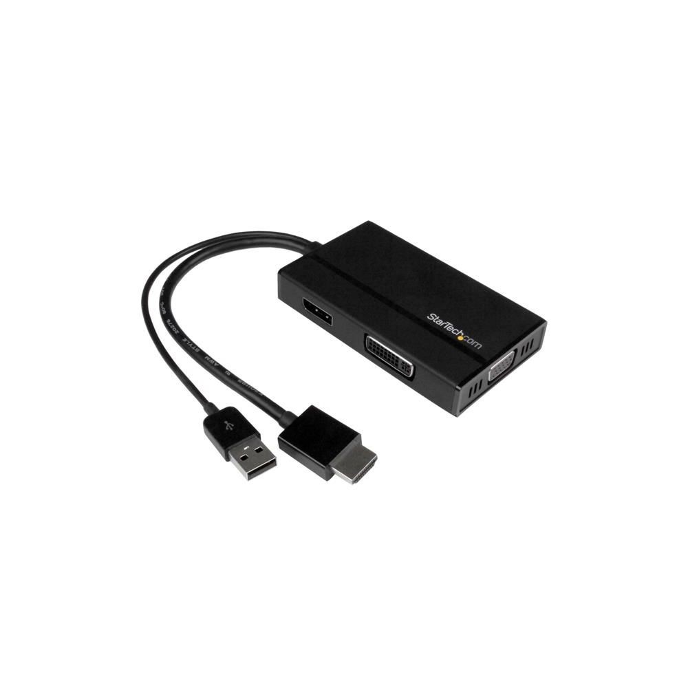 Startech StarTech.com Adaptateur audio / vidéo de voyage - Convertisseur 3-en-1 HDMI vers DisplayPort VGA ou DVI - Noir
