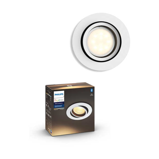 Lampe connectée Philips Hue White Ambiance MILLISKIN Spot encastré rond 1x5.5W extension - Blanc (télécommande non incluse) - Bluetooth