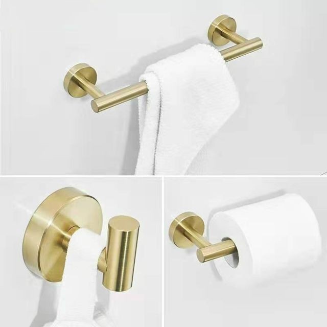 Wewoo - Porte serviette 3 en 1 mat acier inoxydable 304 porte-serviettes papier crochet accessoires de salle de bains bain douche ensembleor Wewoo  - Porte-serviettes Doré