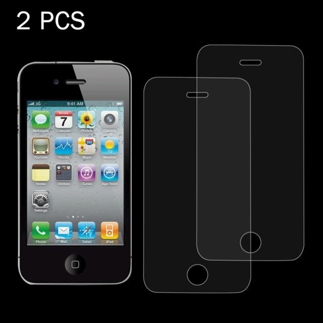 Protection écran smartphone Wewoo Verre trempé pour iPhone 4 et 4S 2 PCS 0.26mm 9 H dureté de surface 2.5D anti-déflagrant Film d'écran en