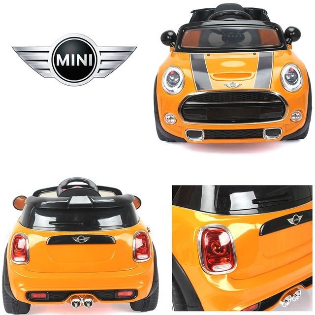 Mini Voiture électrique quad enfant 12V Mini cooper S avec radio FM Orange