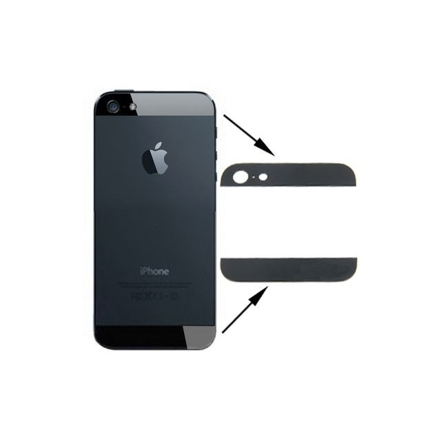 Wewoo - Éléments coque arrière pour iPhone 5 noir 5 pièce détachée Couverture Arrière Top & Bottom Glass Lens - Topper