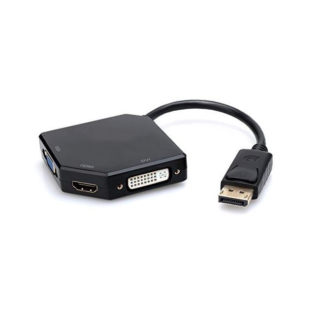 Cabling - CABLING® Full HD Adaptateur 3 en 1 DisplayPort vers VGA + HDMI + DVI 24+5(convertisseur) | PC + MAC / APPLE | Contacts plaqués or | transmission vidéo et audio | noir - Câble Ecran - DVI et VGA