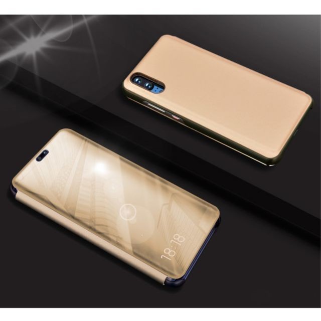 marque generique - Etui en PU  surface miroir d'or fenêtre d'affichage pour Huawei P20 marque generique - Autres accessoires smartphone marque generique