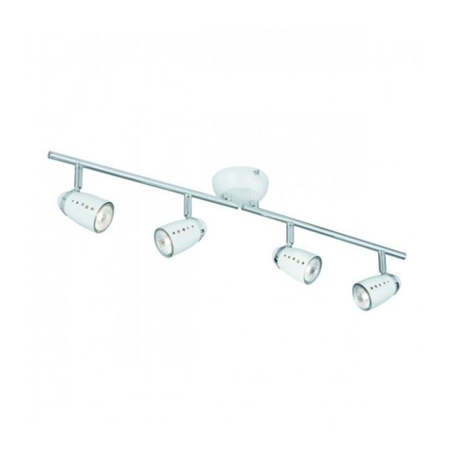 Searchlight - Barre de projecteur de plafond réglable à 4 ampoules, chrome, blanc, GU10 Searchlight  - Luminaires