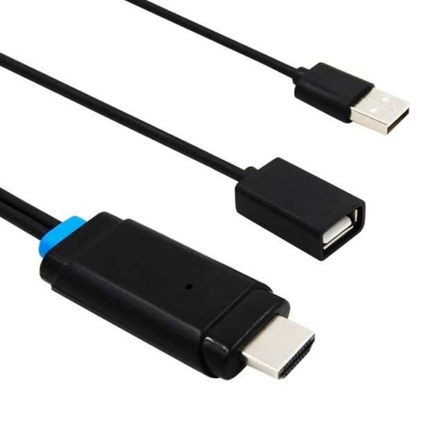 Câble USB Wewoo Pour iPhone / iPad, Support noir iOS 7.0 et ci-dessus CA04F USB 2.0 Mâle + USB 2.0 Femelle vers HDMI 1.4 HDTV Câble Adaptateur AV