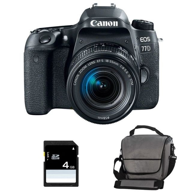 Canon - PACK CANON EOS 77D + 18-55 IS STM + Sac + SD 4Go Canon  - Reflex Grand Public