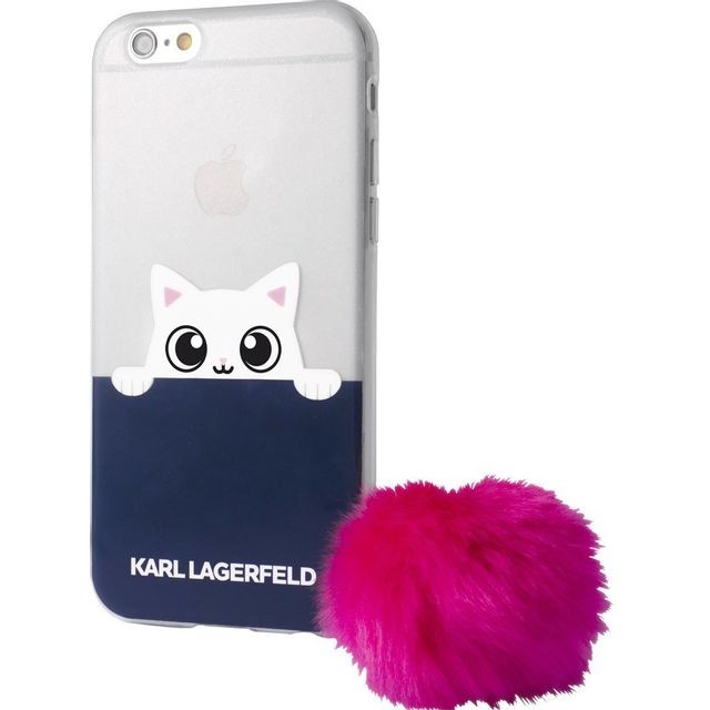 Coque, étui smartphone Karl Lagerfeld Coque semi-rigide transparente et bleue Choupette Karl Largerfeld pour iPhone 7