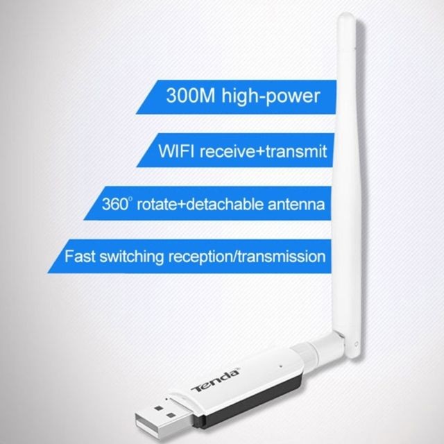 Carte réseau Carte Réseau Wifi blanc Portable 300Mbps Sans Fil USB WiFi Carte Réseau Récepteur Externe avec Antenne