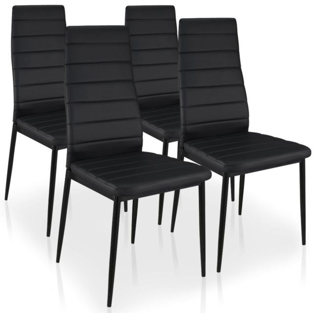 MENZZO - Lot de 4 chaises Stratus Noir - Stratus