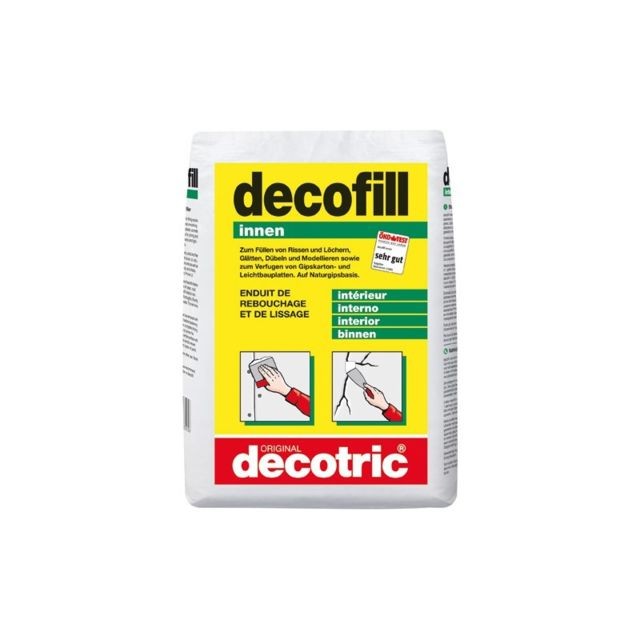 Decotric - Decofill Enduit de rebouchage et de lissage 10kg Sack, intérieur decotric - Decotric