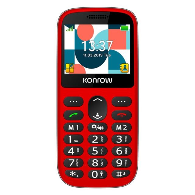 Konrow - Konrow Senior 231 (Écran 2.31'' - Double Sim - Dock de charge Fourni) Rouge - Smartphone Android