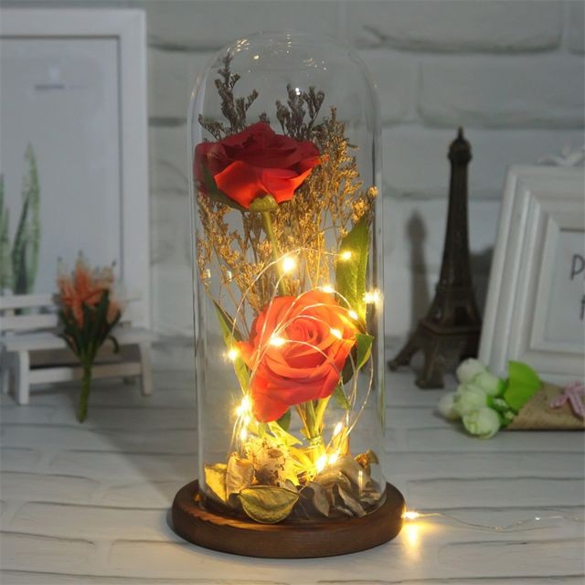 marque generique - Simulation romantique verre Rose fleur Couverture LED Micro cadeau Paysage marque generique  - Maison