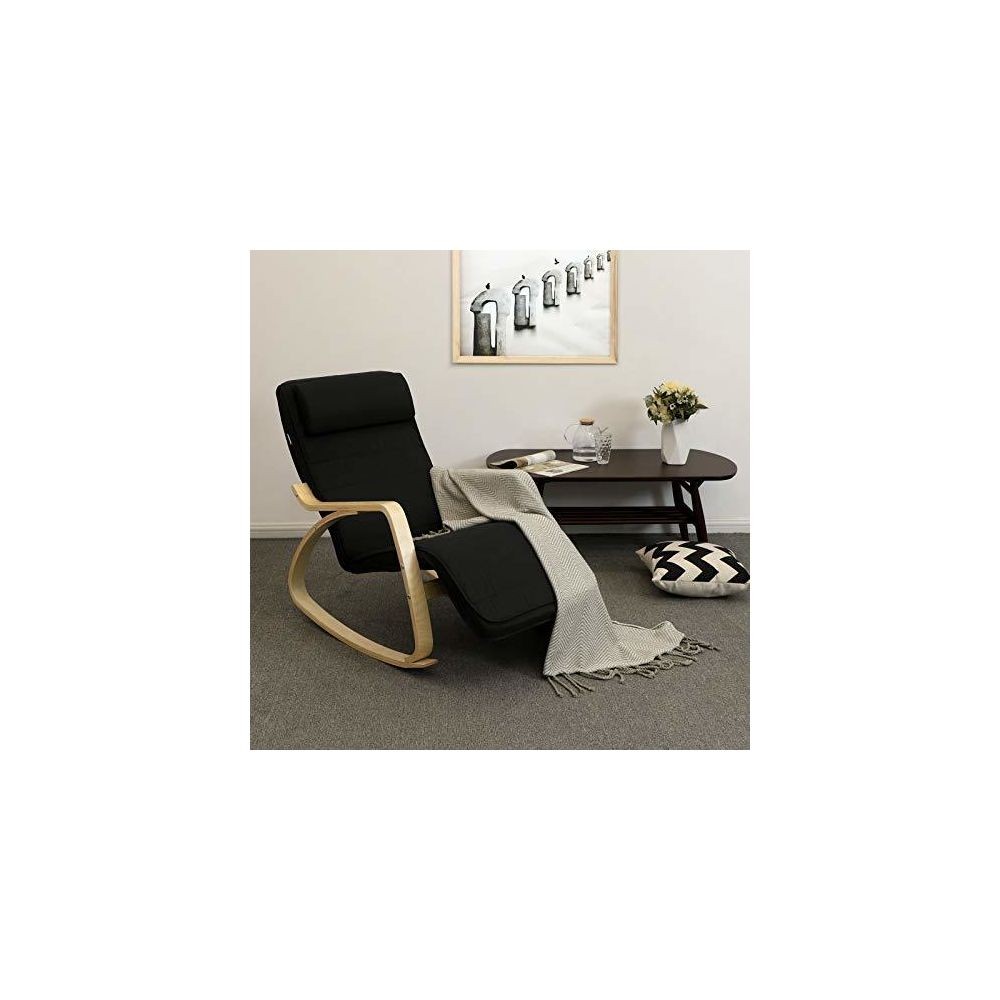 SONGMICS Rocking Chair Fauteuil à Bascule avec Repose-Pieds réglable Design Charge Maximum 150 kg Beige LYY01M 