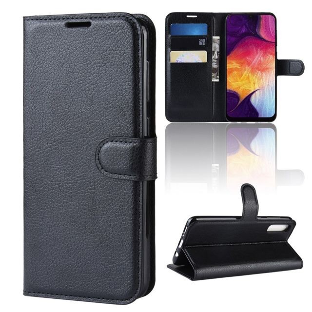 marque generique - Etui en PU avec support couleur noir pour Samsung Galaxy A50 marque generique  - Accessoire Smartphone