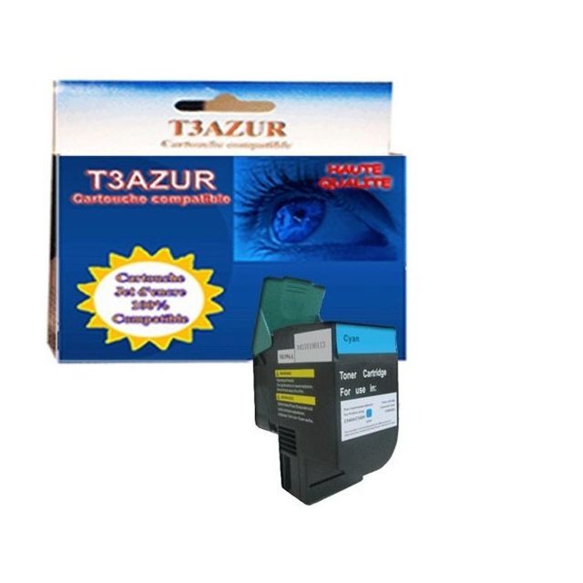 T3Azur - Toner Lexmark X546dtn / X548de / X548dte Cyan - Compatible - 2 000 pages T3Azur  - Cartouche, Toner et Papier