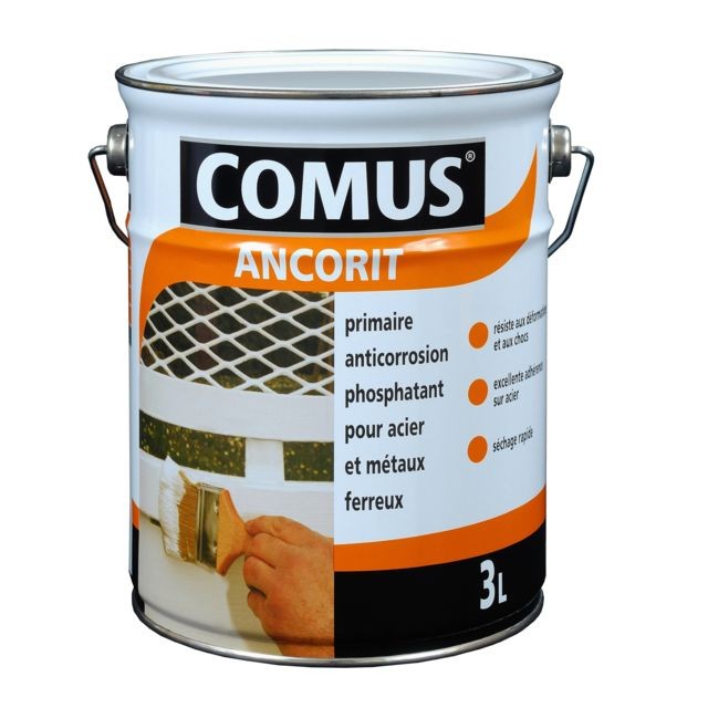 Comus - ANCORIT GRIS FENETRE 3L - Primaire antirouille phosphatant pour supports ferreux - COMUS Comus   - Antirouille
