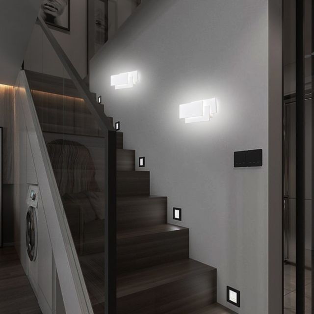 Stoex 24W LED Appliques Murales Interieur Blanc Simple Design Murale Applique pour Couloir Escalier Salon Chambre ( Blanc froide )