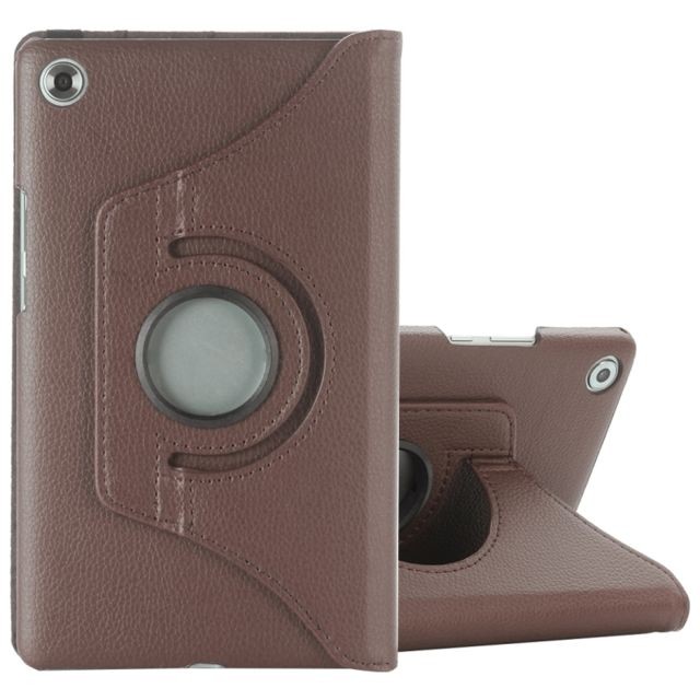 Wewoo - Housse Étui brun pour Huawei MediaPad M5 8.4 pouces Litchi Texture PU en cuir avec support rotatif et fonction de veille / réveil Wewoo  - Housse, étui tablette