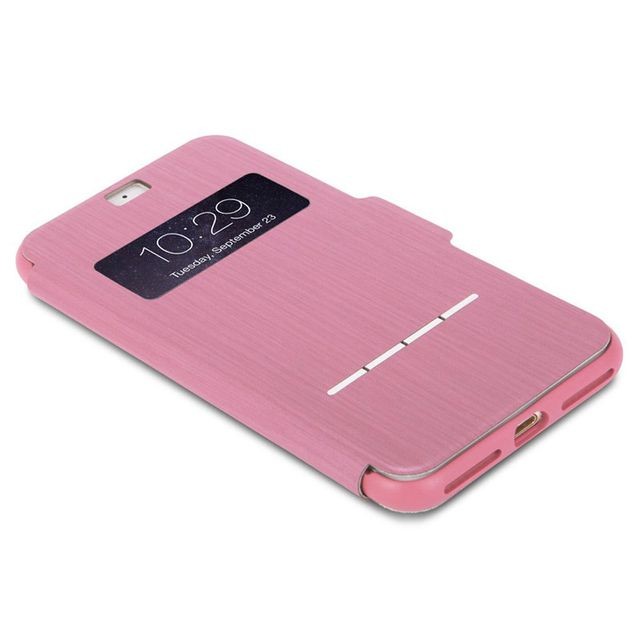 Sacoche, Housse et Sac à dos pour ordinateur portable Etui Moshi Sense Folio Smart-Touch rose iPhone 7 plus avec rabat tactile