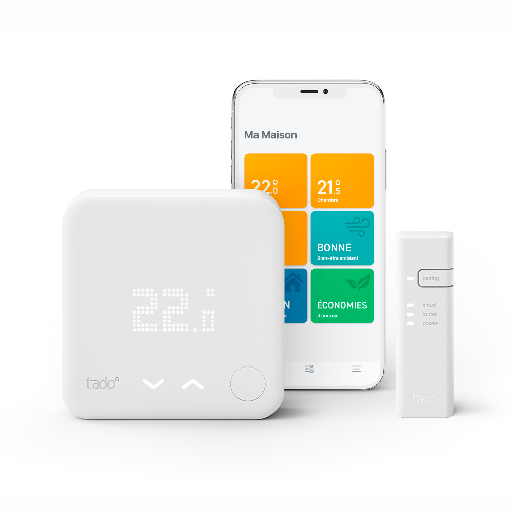 Thermostat connecté Tado Kit de démarrage V3+ - Thermostat Intelligent + Bridge Internet