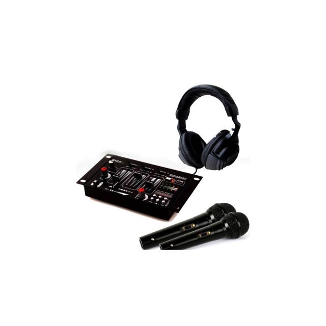 Ibiza Sound - Kit Table de Mixage DJ21 USB Bluetooth + Casque SONO DJ + 2 Micros - Equipement DJ